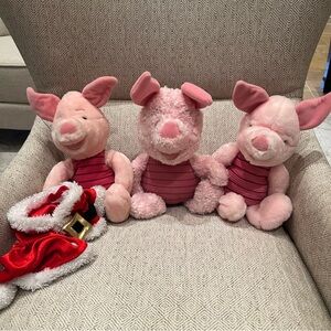 Winnie The Pooh Piglet Lot Of 3 Disney Store + Xmas Fit